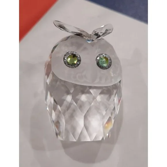 Swarovski Crystal Owls Retired Woodland Large 2" Small 1.5" Jewel Eyes Set Of 2 - Picture 3 of 15
